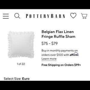 Pottery barn linen ruffle euro shams 26x26 (2)